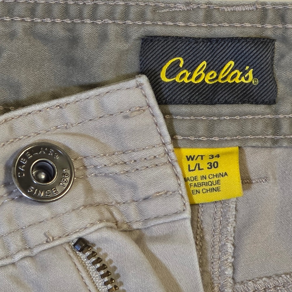 Cabela's Canvas Utility Pants 34x30 Khaki Mens‎ Stretch Outdoor Hiking *READ*